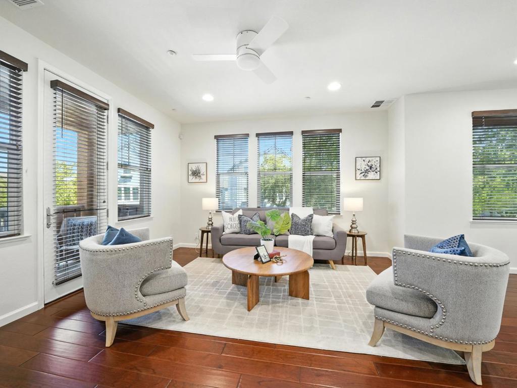 MOTIVATED SELLER!!! PRICE REDUCTION AND SELLER WILL CONTRIBUTE TO A 2-1 BUYDOWN PROGRAM!!! Modern Living in Prime Dublin Location!!! Dont miss this beautifully updated end-unit townhouse-style condo in the desirable Silvera Ranch community! With 1,277 sq ft, this bright and open home offers 2 spacious en-suite bedrooms, a guest half bath, and a gourmet kitchen with granite counter top. Enjoy a private balcony, and the convenience of an attached garage with extra storage. Located near scenic trails, parks, shopping, dining, and BART (under 4 miles away) perfect for commuters! Schedule your tour today, this one wont last!