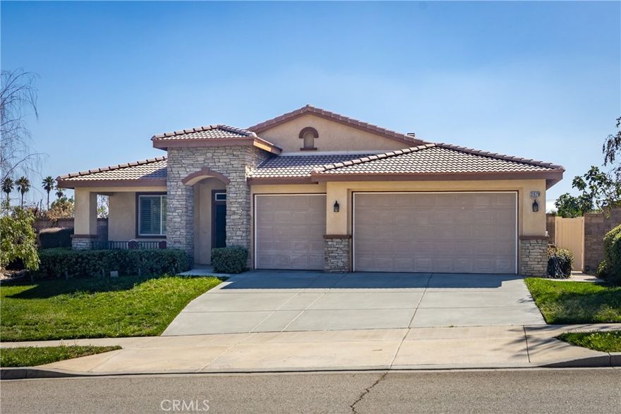 Welcome to The Reserve at Crafton Hills! This beautiful Single-Story Home offers the perfect blend of comfort, space, and style. Featuring 4 spacious bedrooms and 2 bathrooms with dual sinks, this open-concept floor plan is designed for modern living. The kitchen boasts granite countertops, stainless steel appliances, a center island with bar seating, and plenty of cabinet space, flowing seamlessly into the large family room with a cozy fireplace. You’ll also enjoy a formal dining area, separate laundry room, and generous living room ideal for entertaining or relaxing.  Step outside to a large backyard with a covered patio and elevated deck, perfect for outdoor dining and enjoying the beautiful mountain views. The low-maintenance landscaping makes upkeep a breeze. Additional features include a 3-car garage with built-in storage.  Located in the desirable Reserve at Crafton Hills community, this home combines comfort, convenience, and charm—ready for you to make it your own!
