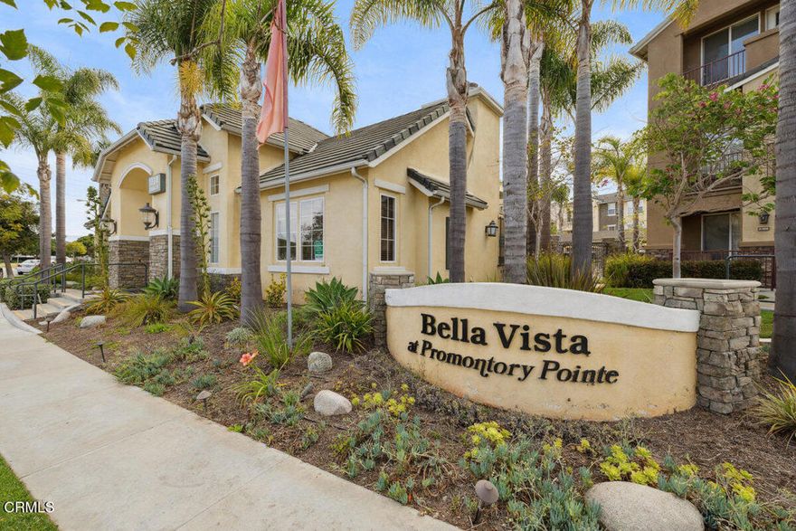 Resort-Style Living in Bella Vista at Promontory Point.Discover a rare gem in this exclusive senior community designed for active adults--where everyday living feels like a vacation. Nestled on the third floor, this corner unit offers exceptional privacy, abundant natural light, and refreshing ocean cross breezes.Step inside to find double high windows, a spacious living and dining area, and a bright kitchen featuring white appliances, a huge pantry and storage area and a breakfast bar that opens to the main living space. Two inviting patios enhance the home's charm--one overlooking the sparkling pool, the other offering a peaceful retreat to relax and watch the world go by. Plus, home has AC.The expansive primary suite includes dual closets and a beautifully appointed bathroom with a walk-in shower, double sinks, and a private commode room. Home also features a stackable laundry closet and ample storage throughout add convenience and functionality.Enjoy elevator access or take one of two staircases to your abode. The resort-style pool and clubhouse are ideal for intimate gatherings and community connection. Covered assigned parking space is included.Located just steps from the Montalvo Shopping Center--home to Ralphs, 24 Hour Fitness, CVS Pharmacy, dining, banking, and the beloved Nothing Bundt Cakes--plus a scenic park right across the street.This home is part of Ventura's rare affordable housing program, offering a unique opportunity to live in a vibrant, resort-like setting at an accessible price.  Buyer's must be approved by the city of Ventura affordable housing for a Low Income unit.