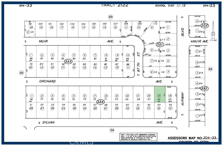 Financing Available! Lot 66 Map 2122, 0.22 Ac, (Apn: 204-334-13-008) GPS: 35.100054, -117.973220 on Orchard Ave in California City, CA. California City is in northern Antelope Valley in Kern County. California City is 18 miles northwest of Edwards Air Force Base, 40 miles north of Lancaster and 28 miles east of Tehachapi. The owner will finance with $3,000 down, a First Trust Deed of $5,950 at 8% interest for 2 years. Monthly payments are $269.10. California City has zoned this property as R1 Medium Density Residential. According to the City the primary use is single family homes. Electricity and water are approximately 1000 feet north. Please check with the City for specific costs associated with pulling utilities to the lot.
