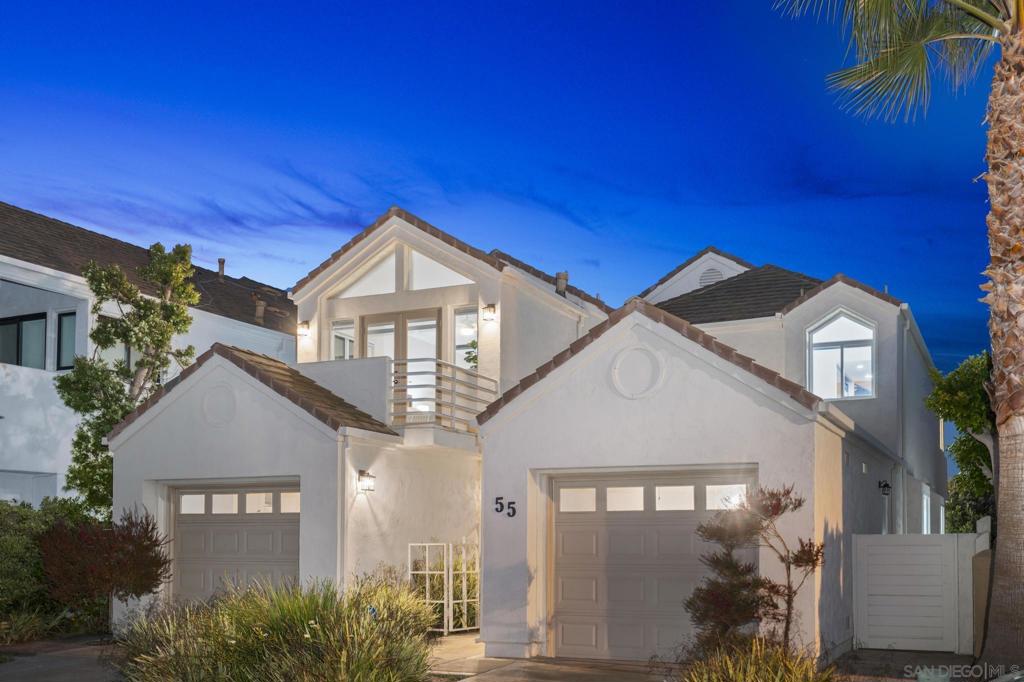 55 Spinnaker Way — where luxury meets the water's edge. A rare jewel in the prestigious Coronado Cays, 55 Spinnaker Way presents a once-in-a-lifetime opportunity to own a sophisticated waterfront estate that defines Southern California luxury. This immaculate, turn-key residence spans 2,666 sqft and features 3 bedrooms, 2.5 baths, and unobstructed, front-row views of the iconic San Diego Bay. Tucked within a quiet, private enclave, this home offers more than just exceptional design — it delivers an unmatched sense of tranquility and exclusivity. The moment you step inside, you are enveloped in serene coastal elegance, where floor-to-ceiling glass captures breathtaking water vistas and floods the interiors with natural light. At high tide, the bay becomes an extension of your backyard, gently lapping against the seawall. At low tide, enjoy your very own private, walkable beach — an extraordinary amenity rarely found in coastal homes. This seamless connection to the water creates an ever-changing canvas that is both peaceful and captivating. Designed for both refined entertaining and intimate daily living, the open-concept layout flows effortlessly. Located in one of the only communities in Southern California offering both bay and beach access within steps of each other, the Coronado Cays delivers a lifestyle of rare privilege. Whether you’re boating, paddle boarding, or walking along the oceanfront, every detail of this coastal sanctuary speaks to elevated living.