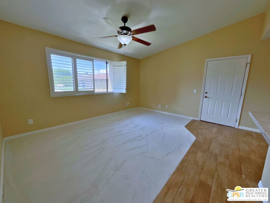 New Carpet! Unfurnished 1 year lease. Enjoy this great home with mountain views from living room and large patio. 3 Bedrooms, 2 bathrooms and laundry inside the unit.  Located in a gated community with 3 pools and 3 spas, fitness center, and tennis courts. Tenant responsible for utilities. Owner pays HOA. Water and trash included. Tenant to verify all info.
