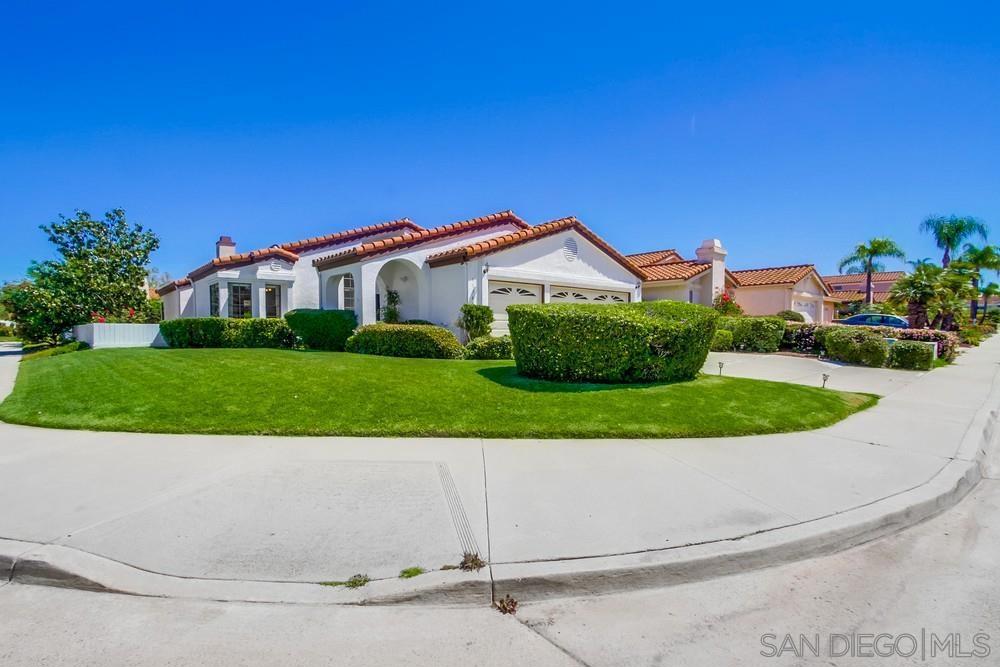 Delightful single story home on a corner lot that is walking distance to Poway Unified middle & high school plus minutes to shopping, restaurants & the 15 freeway. This property boasts tons of natural light with an open concept, bay window and high ceilings in the main living area. Main bedroom offers a walk in closet, dual vanity and soaking tub. Enjoy the fenced in yard with shady pergola, landscaping included. Interior laundry room leads to spacious three car garage.