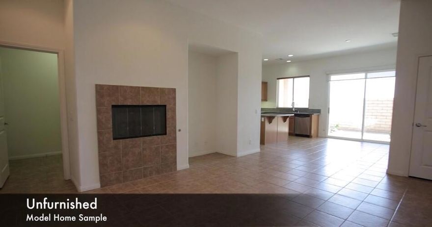 2 bedroom,2 bath home conveniently located to the I10 freeway,Spotlight 29 and Fantasy Springs Casino. Laminate flooring in the bedrooms. Granite countertops throughout the house. Wet bar and fireplace in the living room. Kitchen has gas stove, breakfast bar and HUGE walk in pantry. Lots of storage space. Master bedroom has walk-in closet, private bath with large walk in shower with a bench. Dual sinks and medicine cabinets and a private toilet. Second bedroom has small walk-in closet and joins to the Jack and Jill bathroom with full tub/shower. Laundry room is just off the living room with extra cabinets and deep well sink. Attached 2 car garage. Pictures are of the model home. House is rented unfurnished. The community has a pool, dog park and kids play area. Quiet little neighborhood and people stay here for a long time.