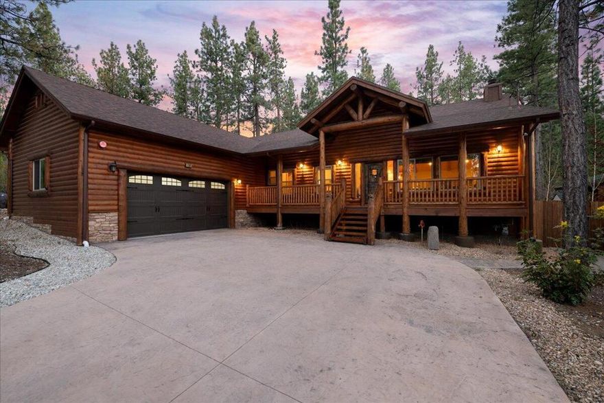 Make sure to put this one on your show list! This mountain home is located in Eagle Point, nestled amongst the pines in the heart of Big Bear Lake. Perfectly furnished combining modern comforts with timeless elegance, this residence offers everything you need in a perfect mountain home. Great location just north of Snow Summit and just around the corner from from our big blue lake and Meadow Park. Step into the great room, where natural light pours through large windows, highlighting the gorgeous hardwood floors--perfect for cozy family gatherings or entertaining guests. Gather around the rock fireplace for games or good conversation. The newly renovated kitchen is a chef's dream, featuring stainless steel appliances, beautiful custom granite countertops, and ample cabinet and seating space to entertain a large group. Retreat to the serene master suite, complete with a large walk-in closet, en-suite bathroom and your own private fire place to keep you cozy on those cold winter nights. Step out onto your private master bedroom deck and walk down to your 7-person spa for your relaxation. The additional bedrooms are generously sized, also en suite, offering comfort and privacy for every family member. This home is also equipped with central heat, a security system, and energy-efficient windows, ensuring comfort and peace of mind year-round. Enjoy your own private sanctuary in the fully fenced backyard, which includes a covered patio ( front patio is covered too) perfect for outdoor dining, a lush lawn for play, landscaped with mature trees/plants providing shade and tranquility, a spa, a firepit with custom seating, and a fenced dog run for the family pet. What more could you ask for? This home is a rare find, blending style, comfort, and convenience into one perfect package. Don't miss the opportunity to make it yours!