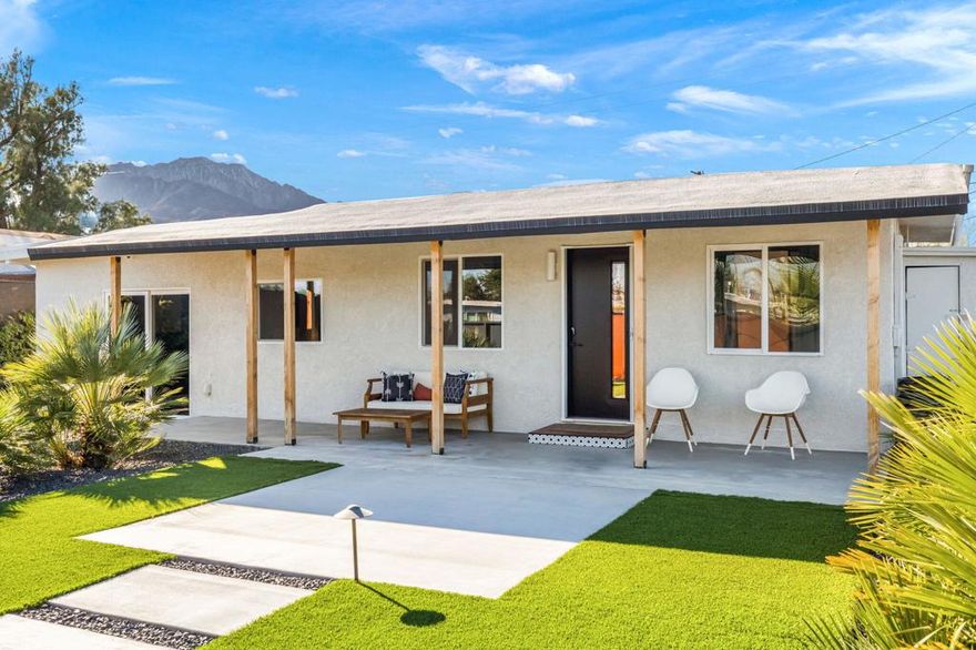 Turnkey Desert Charmer -- Fully Remodeled & STR-Ready!Welcome to this irresistibly cute desert retreat where modern design meets effortless comfort. Completely reimagined from the inside out, this home has undergone an extensive, no-expense-spared renovation--thoughtfully curated to feel fresh, stylish, and move-in ready for full-time living or a high-performing short-term rental.Every major system has been upgraded for peace of mind, including plumbing, electrical, gas, sewer, irrigation, and energy-efficient mini-split climate control. Brand-new windows bathe the interior in natural light, creating an airy, open feel throughout.The interiors are equal parts chic and cozy, featuring sleek concrete floors, a beautifully updated kitchen, and spa-inspired bathrooms with modern finishes. The primary bath steals the show with its custom polished concrete countertop--both striking and functional.Outside, the transformation continues. The home has new stucco for a clean, contemporary look and has been freshly painted inside and out. The backyard is an entertainer's dream with a stylish paver patio, brand-new Aluma wood patio cover with lighting and electrical, extensive artificial turf, new roof as of 2023, and a calming water feature that sets the tone for relaxed desert evenings. RV hookups add flexibility, while pre-run lines offer exciting potential for a future casita or expanded living space.Charming, turnkey, and packed with thoughtful upgrades, this desert oasis is perfectly suited as a primary residence, weekend getaway, or income-producing short-term rental. A rare blend of style, substance, and opportunity--this one is truly special.