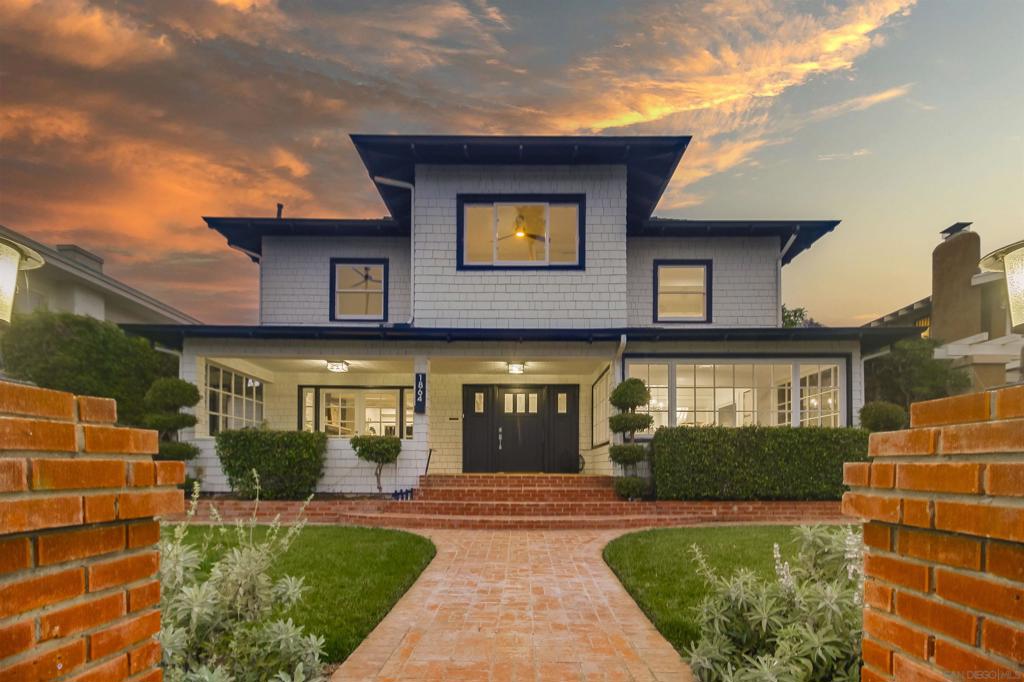Timeless elegance offering a generous family compound on the iconic and tree-lined Sunset Blvd, located in the highly sought after North Mission Hills community. Stunning coffered ceilings, a showcase fireplace, and LaCantina doors provide a seamless indoor and outdoor, open-concept dining and living atmosphere. Entertain loved ones in a chef’s kitchen, sip tea at the breakfast bar, and create your plant loving, book reading sanctuary in the charming sunroom with picturesque bay windows looking out on views of the community! A canvas for outdoor enthusiasts, garden lovers, pet lovers, and children awaits in the expansive tree-shaded backyard that offers terraced landscaping and is fully fenced with additional parking! Upstairs, four spacious bedrooms await, including a primary retreat with a zen inspired soaking tub and walk-in shower room. The third floor flex room is the perfect den for crafts, a playroom, or additional storage. Perched above a rare detached 3 car garage is a one bedroom, one bathroom ADU with a kitchenette and its own balcony and entry! Perfection awaits for multi-generational families in need of a separate second home or a buyer desiring a robust rental income - the options are unlimited! The magical and historic Mission Hills neighborhood is a central yet quaint metro San Diego location that offers good schools, award-winning eateries, treasured parks, stunning architecture, and local shops right outside your front door.
