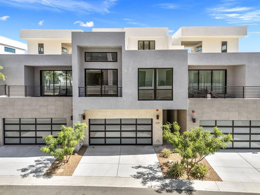 Discover the ultimate Palm Springs lifestyle in this exceptional condominium at Cody Place, a premier gated enclave just minutes from the heart of downtown. From this prime location, you'll be a few blocks from acclaimed restaurants, lively nightlife, and boutique shopping, all while enjoying the luxury of resort-inspired community amenities. This multi-level home is thoughtfully designed for modern living, offering an owned solar system, dual-zone HVAC for year-round comfort, and a finished two-car garage complete with epoxy flooring and EV charging. The chef-inspired kitchen features custom upgrades and a generous island, ideal for entertaining. On the main level, expansive custom tile floors and sliding stack doors open seamlessly to an outdoor living space awaiting your personal touch. A striking staircase leads to the second level, where a loft with dramatic clerestory windows frames west-facing mountain views. Perfect as a den, media room, or office, this flexible space is filled with natural light. The upstairs also includes a guest bedroom and bath, laundry room, and a primary suite showcasing views of Southridge, a spa-like ensuite, and a spacious walk-in closet. The crown jewel of the home is the third-level covered rooftop deck, designed for both relaxation and entertaining with panoramic views all around. The residence is also prewired for media and connectivity throughout. Cody Place residents enjoy exclusive access to a stylish clubhouse, two resort-style pools--one an Olympic-length lap pool--a spa, outdoor fire pit, and dog park. Combining energy efficiency with upscale design, this condominium offers an unparalleled leasing opportunity in one of Palm Springs' most sought-after communities. (Window coverings being installed 3/7/25)