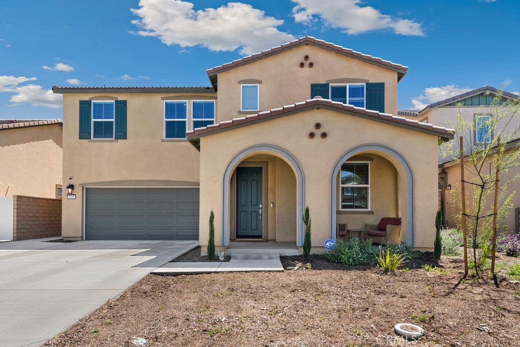 4 BEDROOMS- 1 BEDROOM AND FULL BATH DOWNSTAIRS! OWNED SOLAR! FINISHED BACKYARD WITH TURF AND A PATIO COVER! All of the upgrades have been done for you! Welcome to your new Lennar Home (Residence 2) in the coveted Saddle Point Community. Lots of Natural Light, Vaulted Ceilings, and Neutral, wide plank vinyl throughout the Downstairs. Bedroom #1 and a Full Bath are located DOWNSTAIRS at the front of the House. Down the Hall is the Great Room- with a spacious Livingroom, Dining Area, and perfectly appointed Kitchen that showcases White Shaker Cabinets, Granite Counters, Stainless Appliances, a Step in Pantry, and an upgraded deep single basin sink. The Breakfast Bar comfortably sits 3 and there's a WHOLE HOUSE WATER FILTRATION SYSTEM that's been added. Upstairs, a loft awaits with Bedrooms lining the perimeter, creating privacy for all. The Loft has an upgraded "Built In" area rug, making this the ultimate space to play or relax! Bedroom #2 features a Walk In Closet with adjacent full Bath that has a single sink vanity and a shower/tub combo. Across the way is Bedroom #3 and next to that is Bedroom #4- the Primary Suite. For your convenience, the Laundry Room is upstairs- it has floor to ceiling shelves for your storage needs plus an additional shelf that runs across the washer and dryer. The Primary Bathroom includes a dual sink vanity, walk in closet, and a shower/tub combo. What's really great about this NEW CONSTRUCTION HOME is that the Backyard is already finished for you! Outside you find an insulated patio cover w/ recessed lighting and a ceiling fan. There's a large concrete pad and beautiful artificial turf- It's simple, but done well, and there's room for personalization too! The Saddle Point Community has EXCELLENT AMENITIES TOO! There's a huge swimming pool surrounded by beautiful views of the Hills with a BBQ Area and a Playground. There's a Clubhouse and Trails to walk or ride! You're near Soboba Casino and Diamond Valley Lake and only 20 minutes to the 215 Freeway. The Hemet Mall is nearby and you can get to the Temecula Wineries in 20-30 minutes. This Community is vibrant and landscaped nicely. It's a great place to come home to after a long day. WHY WAIT 4+ MONTHS FOR YOUR NEW BUILD TO BE FINISHED when the Backyard has been done for you, the upgrades have been done for you, the SOLAR IS OWNED, and you can move in ASAP? Come see this home! It definitely checks off all the boxes!