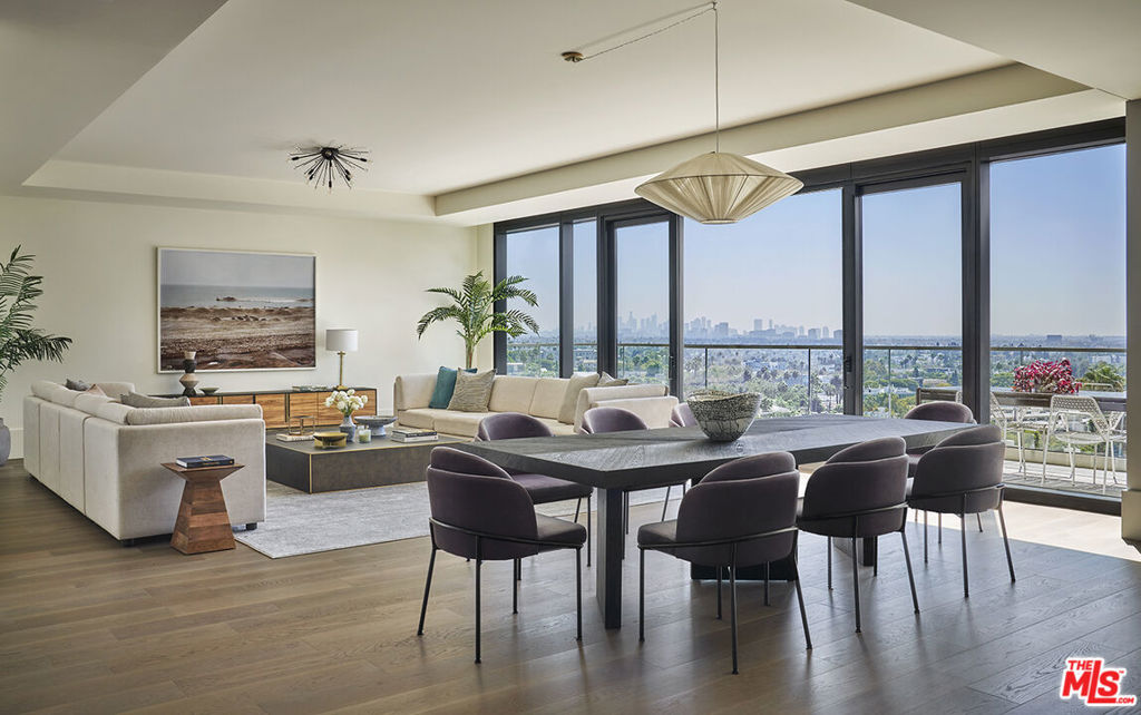 A contemporary expression of luxury, Residence 802 is one of only 40 homes at Pendry Residences West Hollywood, located on the iconic Sunset Strip. Envisioned by acclaimed EYRC architects and interior designer Martin Brudnizki, this home features indoor-outdoor living with sweeping views of LA. Ideal for entertaining, the expansive great room is anchored by a bright, gourmet kitchen with an oversized Calacatta Borghini marble island, along with premium Sub-Zero and Wolf appliances. The primary bedroom features a massive Poliform walk-in closet and a spa-inspired bathroom with double vanity sinks and a freestanding tub. Enjoy personalized service, an unparalleled array of amenities, direct elevator access, a large storage room, and privileged access to Pendry West Hollywood, where Wolfgang Puck's on-site restaurant meets a live music venue, The Sun Rose, Spa Pendry and fitness center, and more.
