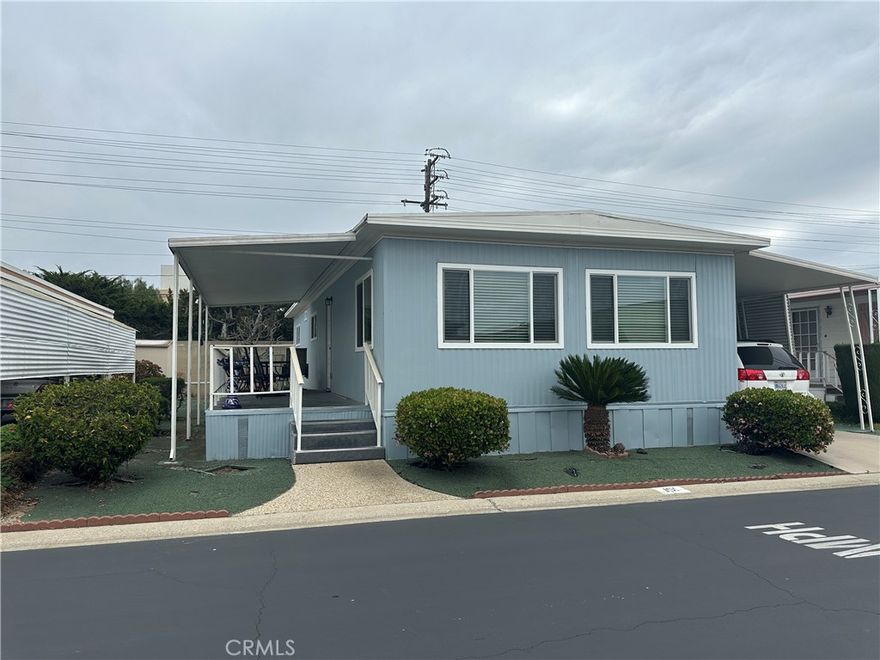 Location Location Location.
Super quiet neighborhood.
Situated at front entrance.
One of the Lowest space rent there is in OC, $1188.
Senior community.
Home is completely renovated.
With flat ceiling, dry wall interior, double pane window throughout.
Laminate flooring throughout with option to remove the carpet.
 3 car parking
walking distance to the pool & club house.
Next to a golf range and golf course.