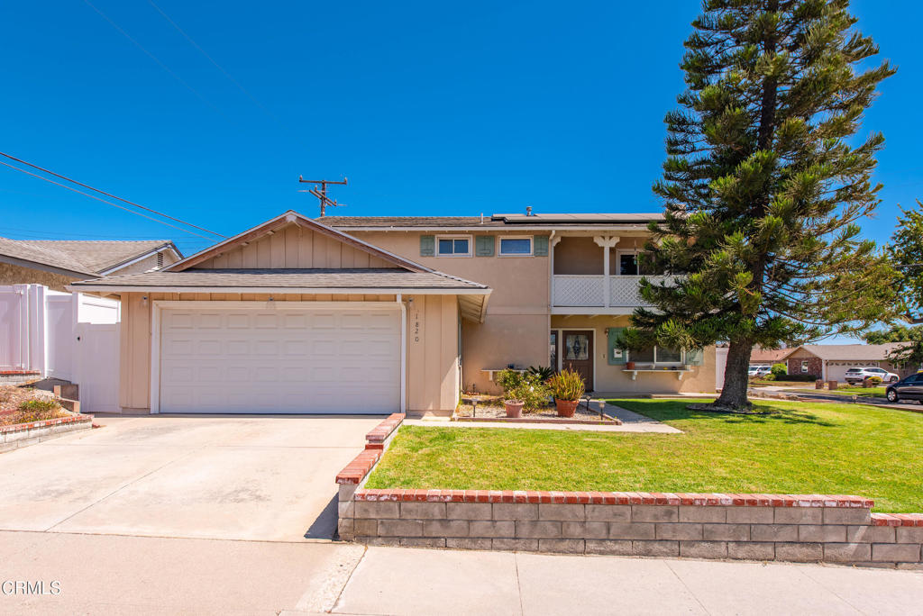 Fantastic opportunity awaits on this two story corner lot home located in a desirable central Camarillo neighborhood. Spacious 5 bedroom, 2 and 1/2 bath with solar panels and A/C. The western exposure provides plenty of natural light keeping the home lovely and bright! The updated kitchen with recessed lighting and stainless steel appliances is an entertainers dream. The living room and dining area open up to a cozy gas fireplace to enjoy year round. The primary bedroom comes complete with vanity area and balcony. In addition, there is new vinyl fencing around the spacious backyard where you could create a play area perfect for kids, building a pool or use for RV parking. Conveniently located close to parks, schools, dining, shopping, and 101 freeway.