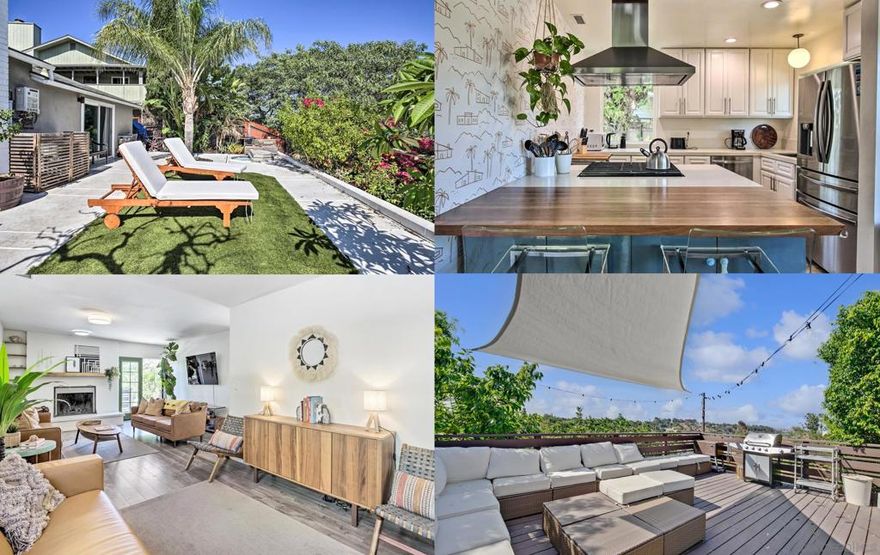 Tucked into a peaceful hillside, this dreamy designer retreat invites you to slow down and savor every moment. Light-filled interiors flow into a sanctuary backyard where lush landscaping, a private spa, and sweeping views set the scene for sunset dinners and starlit soaks. Every detail feels intentional—from the elevated finishes to the effortless indoor-outdoor layout—offering a sense of calm, beauty, and California ease.