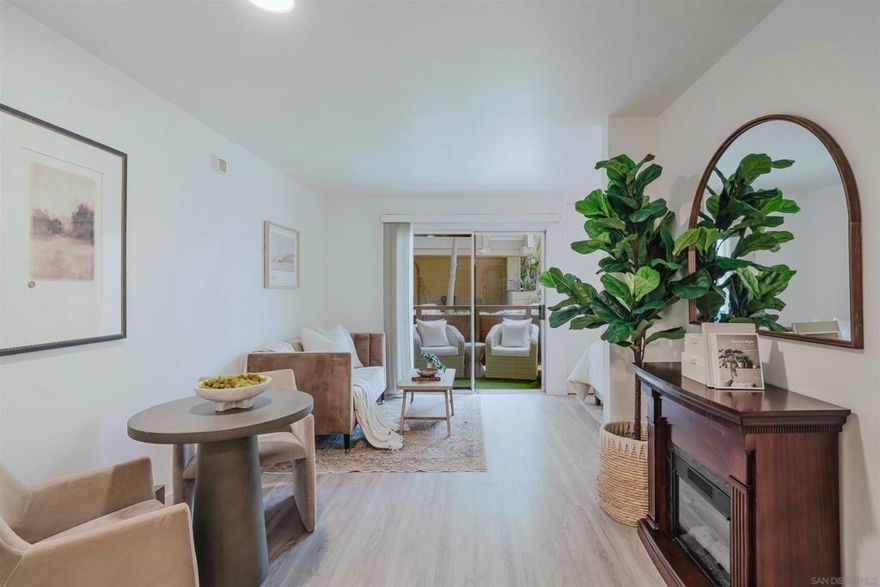 Discover the perfect condo in Mission Valley for those seeking a cozy, modern home with a standout outdoor space. This unit combines convenience, style, and tranquility, making it an ideal choice for first-time buyers or those looking to downsize. Featuring an updated kitchen with new stove, sleek cabinetry, and ample counter space for easy meal prep. Thoughtfully designed with plenty of closet and cabinet space to keep your home organized. The highlight of this studio is the private patio overlooking a tranquil pond by the community pool, perfect for relaxing or entertaining. Home is freshly painted with modern fixtures and LVP-style flooring. Steps from Mission Valley’s shopping, dining, and entertainment, with easy access to major highways and public transit and low HOA.