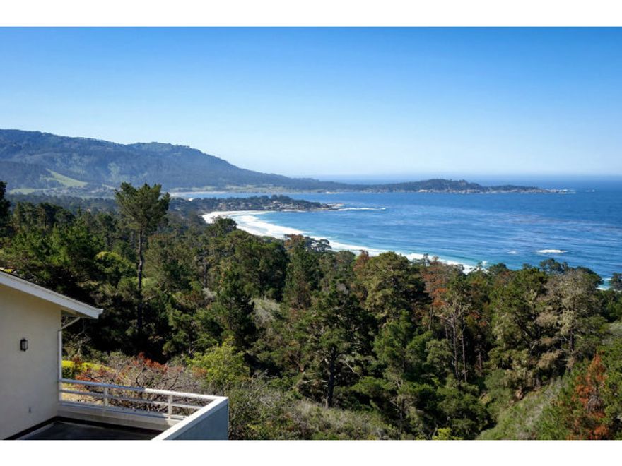 Secluded & tranquil Pebble Beach Estate offers majestic views of Carmel Bay, Point Lobos & sunsets over the Pacific Ocean. Lot with a charming 1 bed/1bath 796 s.f. guesthouse features attached 2 car garage. Plans & renderings have been developed for a 10,019 s.f. 4 Bed/6full & 2 half bath, two story main house. Please inquire with LA for additional details.