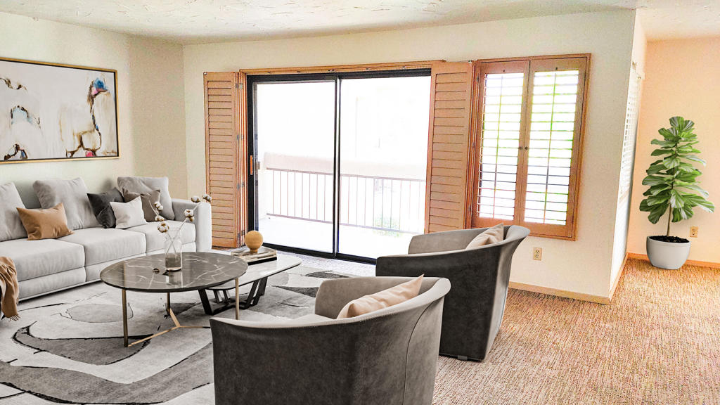 Outstanding value just reduced for a quick sale! This Lovely gated community of Canyon Shores is on fee simple land , nestled on over 16 acres of beautifully landscaped grounds in Cathedral City near all conveniences and minutes from downtown Palm Springs and its airport. This lovely condo has beautiful mountain, golf course and sunset views! It boasts 5 pools, 7 spas, a well equipped clubhouse that includes pickleball courts, community gym, 7 tennis courts, and many walking trails with water features throughout. This top floor 2 bed/2 bath is located in a prime location overlooking the golf course. This is a fabulous investment property that affords short term rentals (7) day minimum stay, making it a great choice for both investors and residents. This lovely condo is the best value in the valley for resort living. You don't want to miss this lovely home!