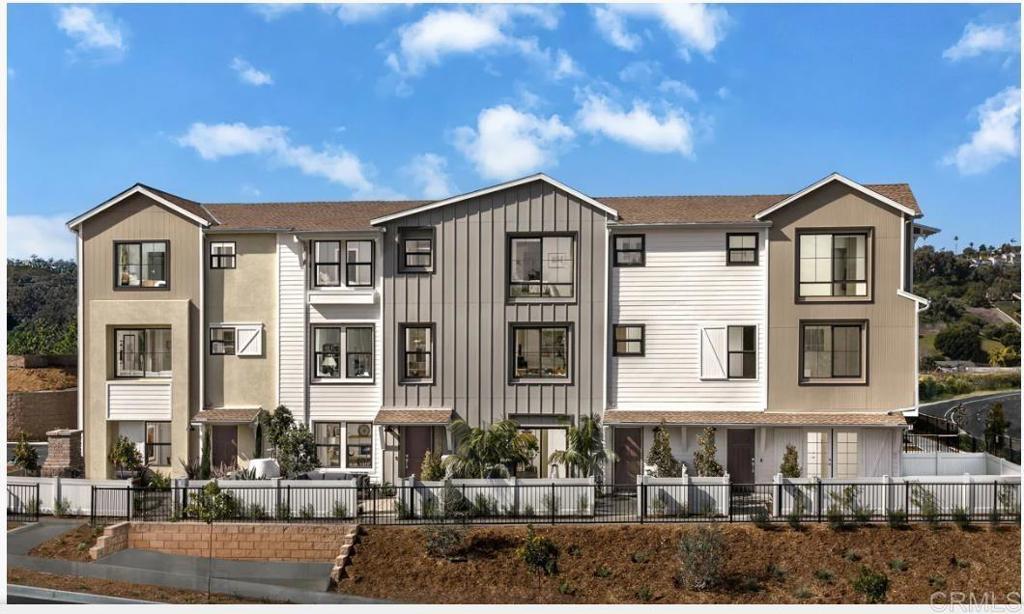 Beautiful new community in highly desirable area! Beautiful community amenities include parks, off the lease dog area, pool, in ground spa, barbeque area, bocce ball courts, cornhole areas, scenic outdoor area. Wonderful, clean new community, just four miles from the Carlsbad Coast. The community is also a very short distance from Legoland and easy drive to the fun and vibrant Carlsbad Village area. The home is still open to your personalization, with flooring & countertop options still currently available. The unit offers an enclosed front patio area, with patio sliding door great for indoor outdoor living. Living level offers 9 ft ceilings, open kitchen with island, white thermofoil cabinets, quartz counters, stainless name brand appliances, and walk in panty/ laundry room. Open concept plan offers plenty of space. Three bedrooms up on third level, with two full bathrooms. Attached two car side by side garage. Lighting in all bedrooms included, as well as Ring Doorbell system, Energy Star certified construction with solar 2.8kw system included as an owned feature. Builder warranty backed by one of the nation’s largest home builders. In house financing is available. Highly rated Carlsbad schools and just minutes from the beach. Easy access to beautiful Carlsbad Village. Why deal with the expense and hassle of rehabbing a used out of date home? Rare opportunity to get new on the coast!