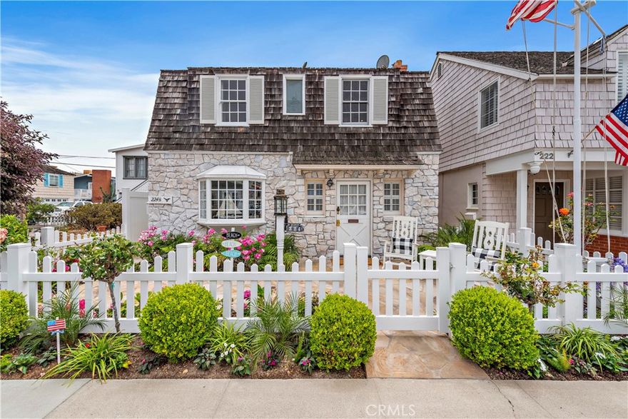 Located on world famous Balboa Island, this enchanting, FULLY FURNISHED cottage by the sea is right out of a storybook! Available after January 5. A fenced-in stone patio with lush garden is the perfect place to begin or end your day. The Dutch door lets guests enjoy ocean breezes in the living and dining area with lots of natural light, fireplace and built-in bookcases and window seats. The remodeled kitchen features a 6-burner gas range, microwave, stainless steel refrigerator, quartz and butcher block countertops. One bedroom downstairs with a full bathroom with shower and upstairs you will find two bedrooms with one and one half bathrooms. All bathrooms are newly remodeled and new AC has been installed! Located just two blocks from Balboa Island's "downtown" shops and restaurants, or pop over to the beach on the ferry!