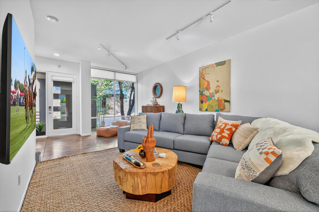Insta Boho Chic, 2 bed, 3 bath, TURNKEY furnished, Seasonal or longterm rental. 3 month minimum up to 1 year+. Come enjoy the Coachella vibes in this meticulously maintained, completely outfitted- Zen space. Watch the stars while floating in the private pool and spa, or while lounging on the roof deck. Perfect for 2 couples- just pack your toothbrush! Amenities include a full gym and community pool options. Pets welcome with review and deposit.