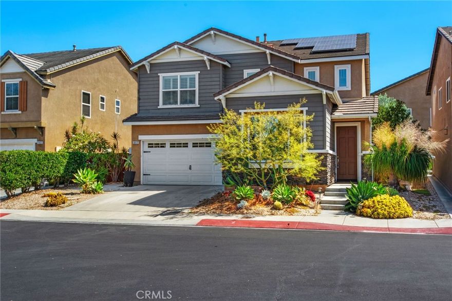 Spacious 5-Bedroom Home in Founders Square, Anaheim. Welcome to this beautifully updated 5-bedroom, 3 bath home offering 2,544 sq. ft. of comfortable living in the highly desirable Founders Square of Anaheim. Step inside to find a bright, open layout featuring a beautiful kitchen with modern finishes, sleek stone countertops, and ample storage-perfect for home chefs and entertaining alike. You will enjoy the beautiful polished travertine flooring downstairs and the cozy laminate floors throughout the upstairs and bedrooms. This amazing home also has gorgeous crown molding and plantation shutters throughout! The updated bathrooms provide a fresh, contemporary feel with stylish upgrades including a freestanding tub in the primary bath. This home is designed for today's lifestyle, complete with a dedicated tech center, making remote work or study both easy and efficient, there are also 2 additional flex spaces downstairs. With 5 generous sized bedrooms, there's plenty of space for family, guests, or flexible use such as a home gym or hobby room. One bedroom and bath are conveniently located on the first floor. This home was built with copper plumbing and has a whole house soft water system and solar that are paid off. Outside, enjoy your private backyard while relaxing on the deck or gardening in the raised bed planters. You will love the convenience of this prime Anaheim location- close to the 5 Frwy, parks, shopping, dining, and great schools, all while being nestled in a wonderful community. Don't miss the opportunity to call this updated and spacious property your new home!