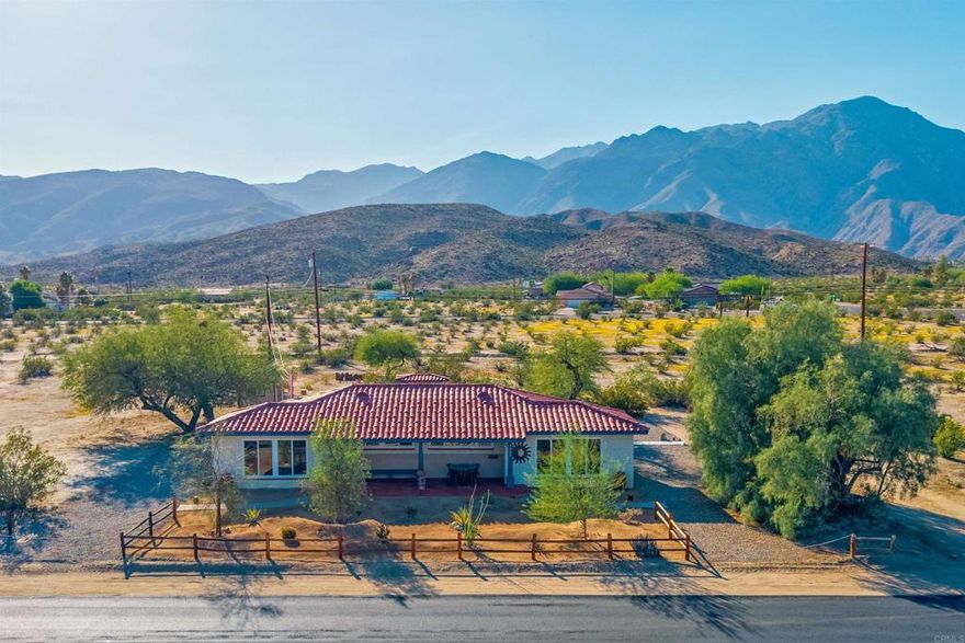 One-of-a-kind desert gem with fantastic views and a walkable location. Just a five minute stroll to Christmas Circle, this exceptional property captures the rich character and relaxed spirit of Borrego Springs living. Built in 1948 with masonry walls featuring two stylish one bedroom, one bath units with painted concrete floors, mini-splits, and updated appliances. This duplex is designed for comfort, flexibility and outdoor entertainment. Enjoy morning coffee or stargazing on the spacious patio or around the firepit, surrounded by mountain and desert views. Live in one side and welcome guests or tenants in the other, or make this inviting desert retreat your own private getaway. Experience effortless indoor-outdoor living in the heart of town, just steps from shops, dining, and community events. Situated in northeast San Diego County,  Borrego Springs is celebrated for its spring wildflower bloom, small town charm, and is California's first International Dark Sky Community.