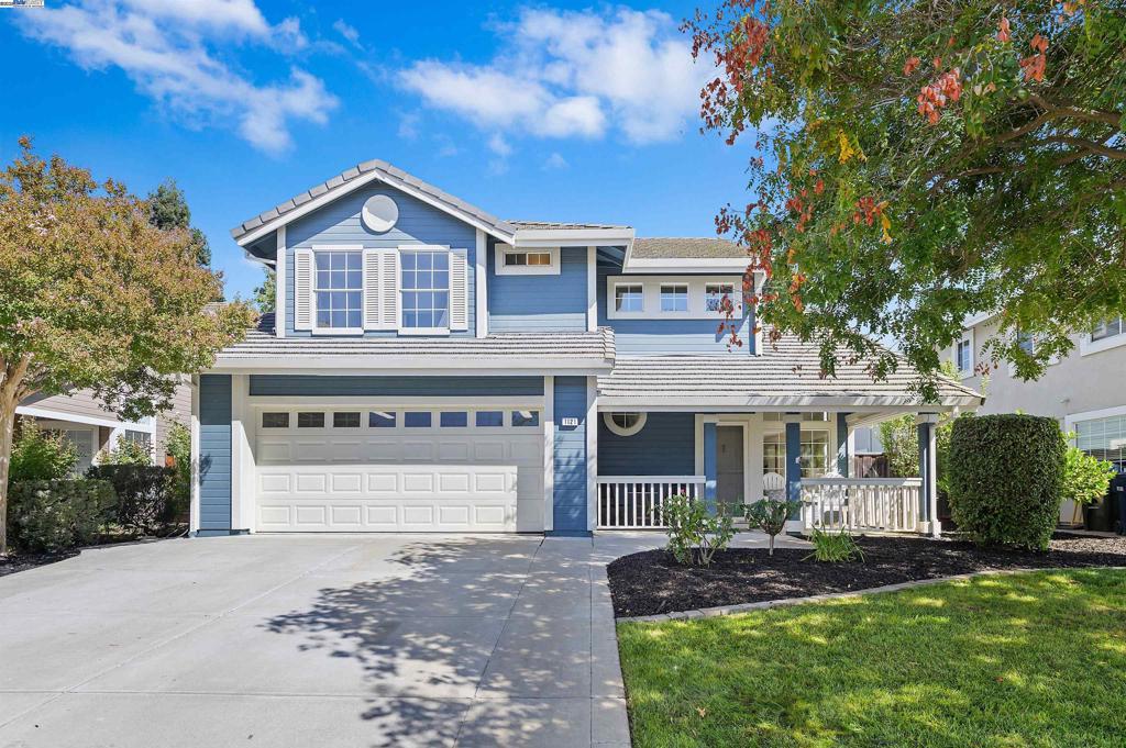 Do not miss this move-in ready WEST facing home situated on a premium court lot. From the moment you pull up you will appreciate the freshly painted exterior and large covered front porch! Open the door into a grand two story formal living room with stunning hardwood floors! The upgraded interior features quartz counters, new carpet, recessed LED lighting, and ceiling fans. Kitchen has modern white cabinetry, white appliances, gas range, and slab counter tops and backsplash. Walking upstairs you will enjoy the neutral plush carpeting and bedrooms with vaulted ceilings. The large primary suite offers new ceiling fan, walk-in closet with custom organizers and a spacious en-suite bathroom with double sinks and a separate tub and shower with seamless glass doors. Backyard has a generously sized patio for entertaining, a large grassy area with plenty of room for a pool, or possible ADU. This community features NO HOA and is just a few block to nearby schools & parks and a quick drive to downtown or Livermore’s finest wineries and breweries.