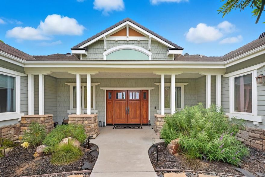 CUSTOM cul-de-sac Single Story Craftsman VIEW  home on a sprawling and useable 1.44 acres. SOLAR! 3 car attached garage.  4 Bedroom plus large room for office/bedroom (no closet)  and 3 full baths.  Formal Entry into spacious living area with high ceilings, fireplace and picture window for a sunrise view to the easterly Escondido mountains. Formal dining room has butler's pantry and wine refrigerator. Chef's kitchen that opens to family room has 2 dishwashers, sub zero refrigerator, farm sink, vegetable sink, 6 burner gas stove with pot filler. LARGE walk in pantry. One Bedroom and full bath at one end of home and primary bedroom suite with oversized walk in closet and sumptuous bath at other end along with 2 other large bedrooms that share a hall bath. Ceiling fans throughout home. Laundry room has washer/dryer and sink just inside the door from the large 3 car attached garage with storage.  Above ground spa out the sliding door from the primary bedroom. Chickens can remain on the property if tenant wishes to take care of them.