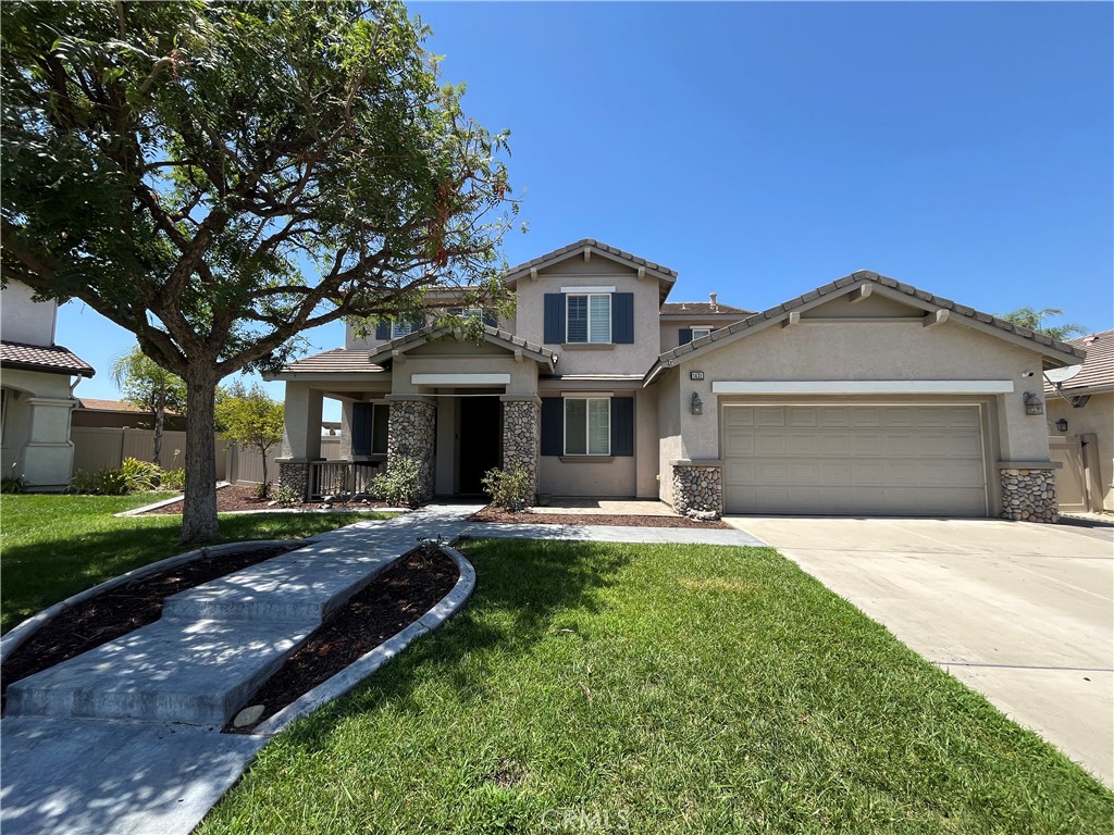 Two-Story 4-Bedroom Cul-de-Sac Home in the Redlands University Grove Community! The main floor features a Living Room and a Formal Dining Area with a built-in China Cabinet. There is also 1 Bedroom Downstairs, a 3/4 Bathroom, and a separate Laundry Room with Washer/Dryer Hookups. The Kitchen includes Granite Countertops, a Kitchen Island, Cooktop/Double Ovens (gas), Microwave, Dishwasher, Garbage Disposal, and Refrigerator. Adjacent to the kitchen is the Family Room with a Stone Fireplace, Wood Flooring, and Plantation Shutters. Upstairs there are 3 additional Bedrooms and a Loft. The Primary Suite has his-and-her closets and carpet,. The Bathroom includes Double Sinks, a separate Shower, and a Tub, The other 2 Bedrooms share a Jack-and-Jill Bathroom with Double Sinks, a Tub, and Tile Flooring. Central AC/Heat, Ceiling Fans throughout the home, and a Whole House Fan. Vinyl Fencing in the Backyard, a Covered Patio, and a Tandem 3-car Garage. Schools, Parks, Shopping, and Dining options are nearby. HOA Dues included! Will Consider 1 Small Dog.