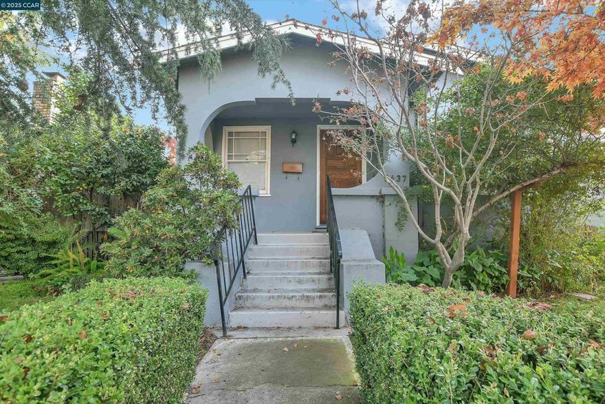 Charming and Quaint, this delightful two-bedroom, one bath bungalow in Martinez exudes character and warmth. Nestled near scenic trails and the historic downtown area, it offers a perfect blend of tranquility and convenience. The home boasts a lush yard with an array of fruit trees, including plum, apple, cherry, fig and lime. Additionally, you will find a spa shower and a versatile basement that can easily be transformed into an art studio. This home is perfect for anyone seeking comfort and charm in a wonderful location.