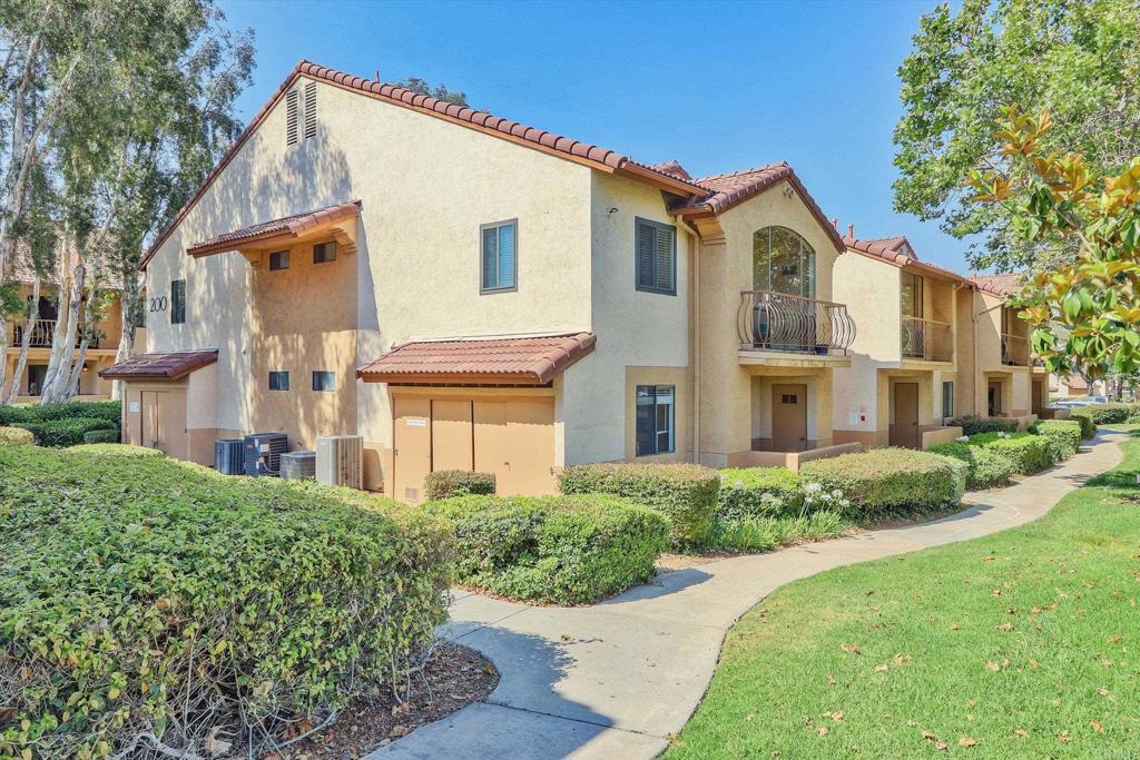 Located in Rancho San Diego, this upper-level corner unit features spacious enclosed balcony with storage closets and screened windows to enjoy the fresh breeze. Featuring fresh paint, full sized in-unit laundry, granite counters, and assigned covered parking space. Upgrades include new vinyl plank flooring, windows with new plantation shutters, and new central heat/AC. The Villa MonteVina community offers two pools & spas, a gym, sauna, tennis & racquetball courts, playground, clubhouse, BBQ's and plenty of guest parking. Conveniently located walking distance to Cuyamaca College, shopping, dining, grocery stores, theaters and more. This is an excellent move-in ready home that you don't want to miss!
