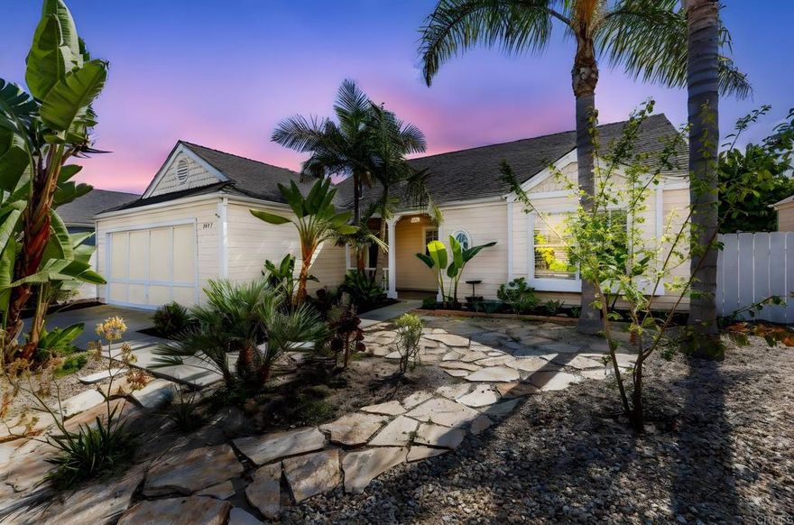 Coastal comfort meets modern ease in a great Oceanside location! At first glance, the xeriscape front yard creates the sense of curiosity to see more of this home. Once inside, the open airy floor plan invites both relaxation and connection, where the living room flows effortlessly into the kitchen area, where you'll always stay a part of the conversation. The kitchen supports ease of movement and plenty of work space where appliances are within reach. The Acacia wood floors capture the ambience as well as some carpeted areas of the home to accent the new paint that's been done recently. This home features 3 bedrooms where one can be an office space with French door entryway, and the 2nd and primary bedrooms, have ample space and comfort. You will also find one bathroom in the hallway for guests and another in the primary bedroom. Outside is a storage or exercise studio structure with A/C roomy enough to do just about anything that comes to mind.  The large back yard is also a plus for family gatherings and parties, and let's not forget that you're just minutes from shopping and the beach that makes this location ideal and convenient. Another plus to this area, is there are no HOA'S.