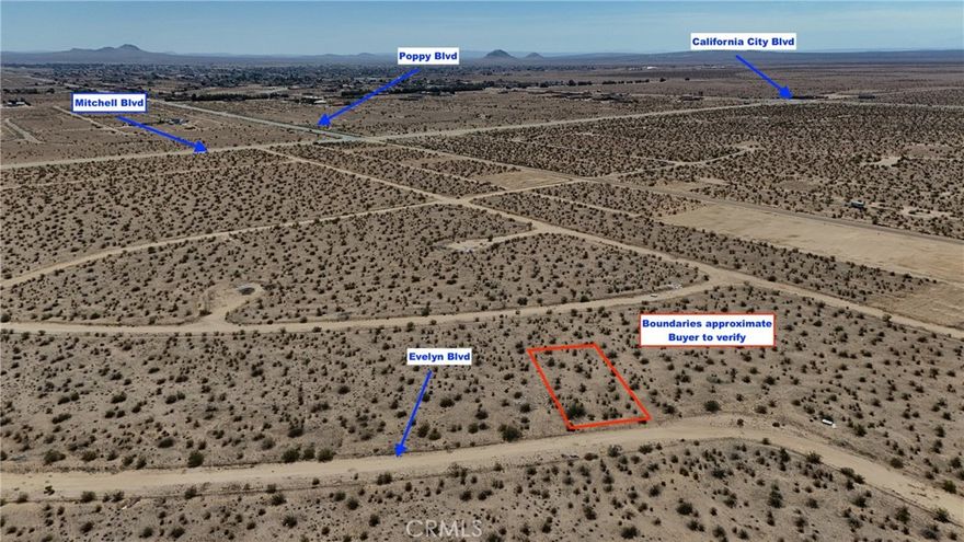 Nice 0.14-acre lot available in California City, CA.  Great spot for anyone looking to build or invest in an up-and-coming area. The property sits in a quiet undeveloped area with easy access to local roads, and it's not far from shops, parks, and other city amenities. Utilities are in the area, but buyers should check with the city for details on hook-up costs. Whether you're ready to build now or want to hold onto it for the future, this is a solid piece of land at an affordable price.
This property does not have an address assigned. "743 Evelyn Ave" is for listing purposes only. 
APN# 218-363-03-00-2
Coordinates: 35.134886 / -118.018537