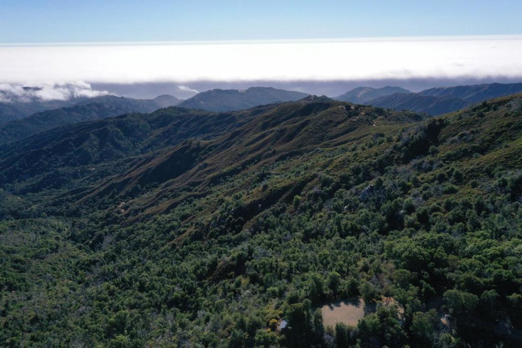 Big Sur's Twin Peaks Reserve: A Santa Lucia Mountain retreat. High above the coast there are 2 legal parcels totaling almost 200 acres of privately owned Big Sur wild land including one of highest points on the Big Sur coast: Twin Peaks at 3570 ft. The property has direct access to the Ventana Wilderness, the Los Padres National Forest and the Palo Corona Biological Preserve. The 2 legal parcels have almost 360 views just 5 miles from the Pacific Ocean. High above the fog and the redwood canyons flowing down to the wide blue Pacific there are views southwest across the forested mountain wilderness to Pico Blanco and the Big Sur River watershed. Northeast are views all the way across Monterey Bay to Santa Cruz.There is easy access from a County Road off Hwy 1 onto a private gated well maintained unpaved road. It's a little over an hour from Carmel and the Monterey airport to your fully equipped off grid solar guest cottage. Excellent spring water with 10K gallons storage that gravity feeds to the guest cottage and main house site. With 2 separate parcels there is a main building area with all utilities where the original house was lost in the Soberanes fire of 2016. The upper parcel has a separate building site with vast views from Monterey Bay to Big Sur.