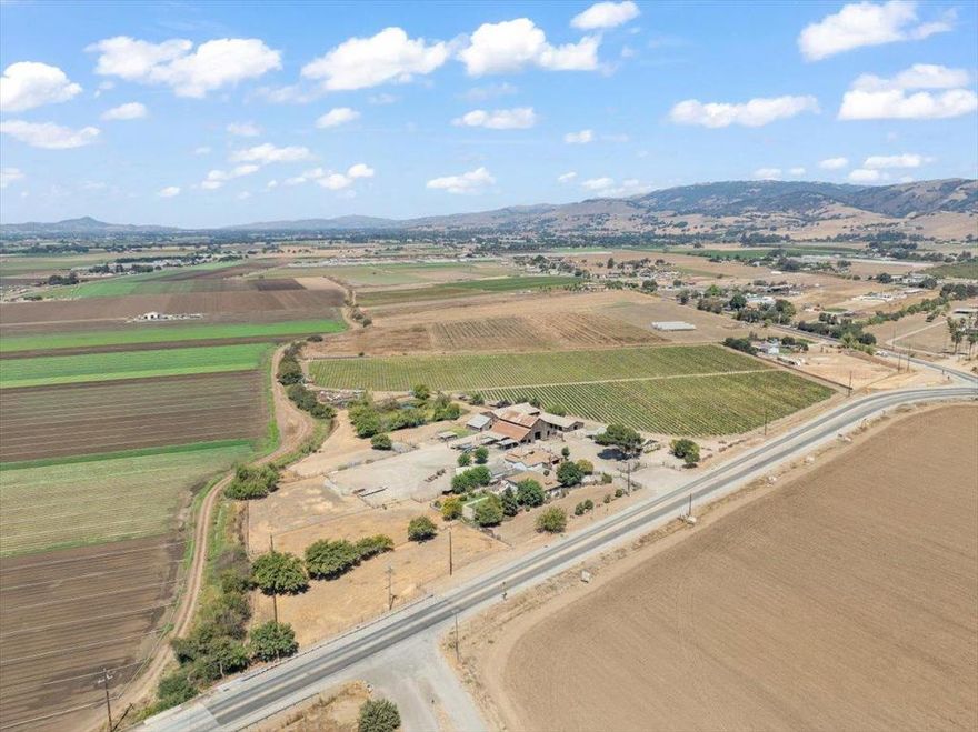 This tremendous agricultural property consists of approximately 19.2 acres located just outside of the city limits of Gilroy and in the County of Santa Clara Jurisdiction. The site includes a variety of structures and has been used over the years as a medium scale milk farm and later as a large animal veterinary hospital. The property includes three residential units, including a 4 bedroom/1 bath house of approx 1600 sq ft, along with a 1 bedroom/1 bath ADU of approx 762 sq, and a 2 bedroom/1 bath mobile home of approx 682 sq ft, all with their own private domestic well. The additional structures on site can accommodate a variety of AG related uses and can accommodate large animals in the three livestock buildings. In addition to the livestock and residential area, the site has an additional approximately 15 acres of Certified Organic Row Crop land with it's own agricultural well producing approx 2100 gal/min. The row crop is currently leased until June 30, 2026.  The 3 livestock buildings are of various sizes, including office space.  A hay barn, shop and other storage buildings have many uses.  A private man made pond is a scenic addition.