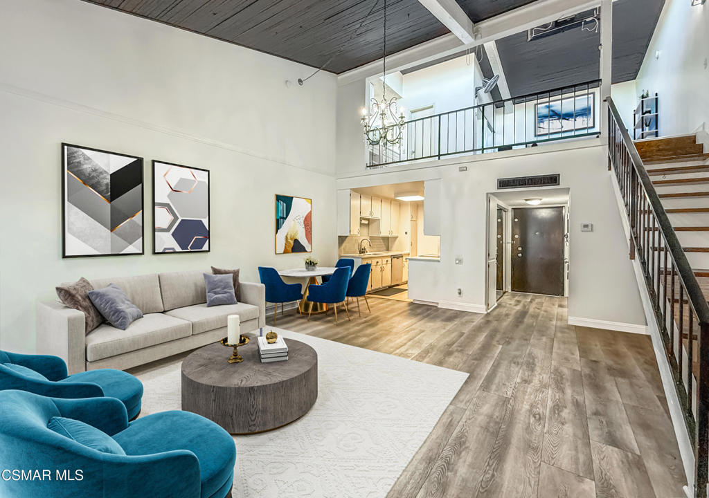 Located in the gated resort-like Encino Oaks community, this perfectly updated end unit, 1 bedroom loft, 1.5 bath home is ready for you to move right in! Extra high ceilings and an open floor plan brings in tons of natural light to this perfectly laid out unit. Newer laminate flooring, quartz countertops, stainless steel appliance, central air and heat, a generous-sized balcony, and 2 side-by-side parking spaces round out this great condo. This coveted complex is full of amenities including gated access, a sparkling pool & spa, a clubhouse/recreation room with billiard and ping-pong tables, three tennis courts, fully equipped his/her exercise rooms and sauna, as well as a convenient laundry room near the unit. The HOA also includes essential services like water, trash, and earthquake insurance. Located just minutes from the 101 freeway, Ventura Blvd, shopping, dining, and public transportation, this condo offers the perfect combination of convenience and luxury.