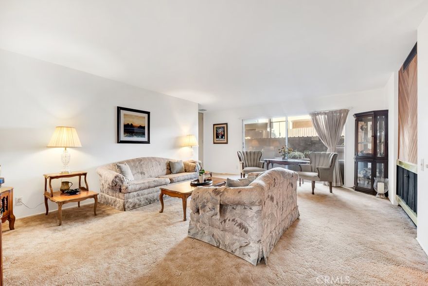 Best price in Westlake!This first floor 2 bedroom 2 bathroom condo provides the perfect canvas for you to turn this into your dream home. Step into the bright and open living space that features a fireplace and slider out to your private patio that bathes the room in natural light.  The dining area has a beautiful built in ideal for a bar area or coffee bar. The kitchen has been updated and has tons of storage and a nice sized pantry. Down the hall you have a guest bedroom and bathroom along with more storage cabinets. The primary suite is spacious and includes a walk in closet. The complex is well maintained and makes the perfect place for an afternoon stroll with the dog or to unwind after a long day. The unit also comes with two assigned parking spots and the complex offers plenty of guest parking spaces. This is the ideal starter home and the complex features amenities like a community pool and picnic area making it the perfect place for entertaining. The location is amazing as you are close to Westlake golf course, the Westlake Village Inn, easy freeway access, dining and shopping. No matter your style, this is the perfect unit to bring your vision to life.