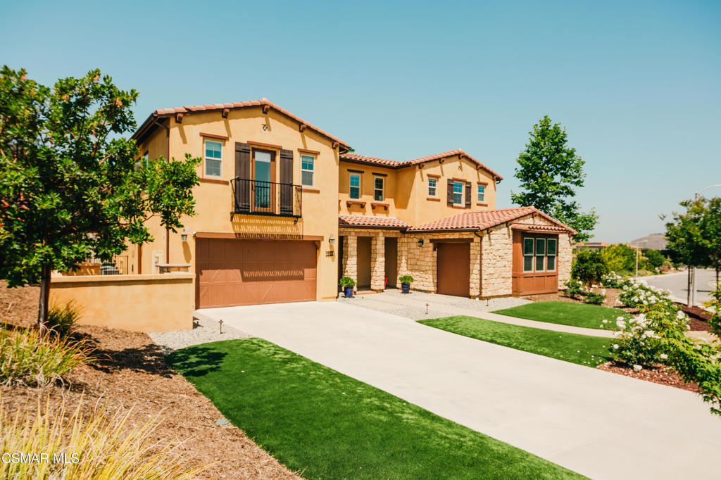 Newer 5-bedroom, 6-bath home with office/bonus room, offering 4,774 sq ft on a nearly 1/2-acre lot. Built in 2016. Open floor plan includes a spacious unique kitchen and family room that lead to an outdoor living area with built-in cooking center, covered seating with fireplace, and space for outdoor dining. Additional features: walk-in pantry with butler's area, formal dining room, downstairs bedroom with en-suite bath, plus an additional guest bath. Upstairs includes a family room and laundry room. The primary suite overlooks mature trees and features dual vanities, a separate tub and shower, and a large walk-in closet. Solar system. Three-car garage on a private, fully landscaped lot.