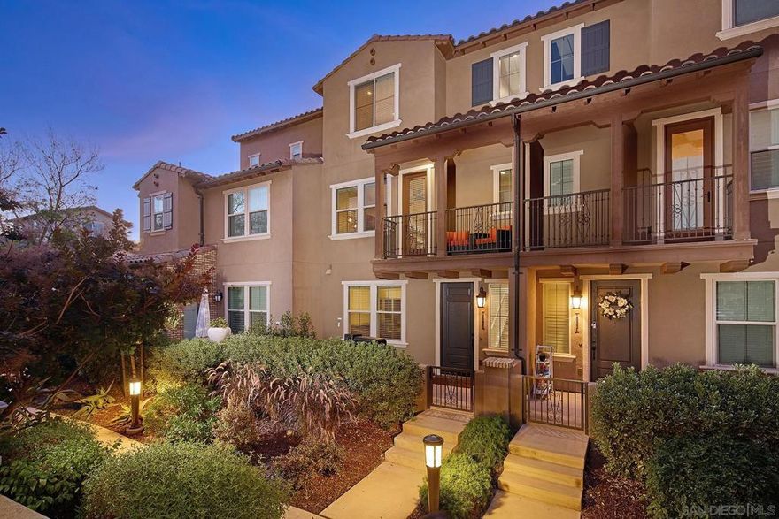 Fresh Pricing! Welcome to this beautifully upgraded 4-bedroom, 3.5-bathroom home nestled in the sought-after gated community of 4S Ranch, this home offers the perfect blend of comfort, style, and convenience. Step into the designer gourmet kitchen featuring stainless steel appliances, a custom built-in microwave, and elegant high end finishes throughout, custom floating shelves and backsplashes. The spacious open-concept layout includes a bright living area with a modern fireplace set on a custom stacked stone finished backdrop. Fresh new paint, new carpet and custom engineered woodplank floors throughout, multiple balconies provide multiple intimate sitting areas, Three full bathrooms including a private ensuite guest bedroom and an additional powder room creates an ideal floorplan for families or guests, additionally featuring a convenient interior laundry room. Enjoy the security of a 2-car attached garage and the benefits of a newer, well-maintained complex that includes access to a gorgeous community pool. This is a rare opportunity to own a larger townhome in one of San Diego’s most desirable school districts, just blocks from Del Norte High School.  Don't Miss This One!  Interior laundry, 2 car garage, located near parking, gorgeous community pool.