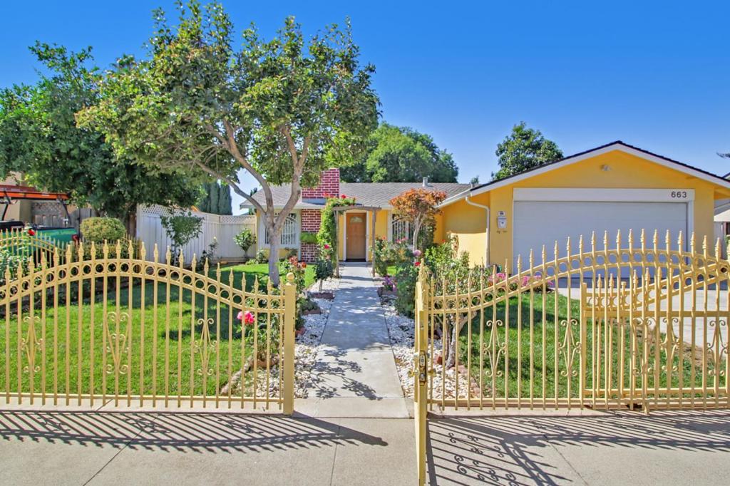 Fantastic well kept single family home! Property offers 3 bedrooms and 2 baths with 1,070 SqFt of living space and 6,000 SqFt lot. Spacious kitchen with granite counter tops and custom cabinets. Central A/C and central heating system, dual pane windows, vaulted ceiling, gated for privacy and safety. Beautiful spacious front and back yard with many fruit trees. Desirable quiet neighborhood close to freeways 101 and 85. Only 15 minutes to Downtown San Jose, close to google campus and evergreen college.