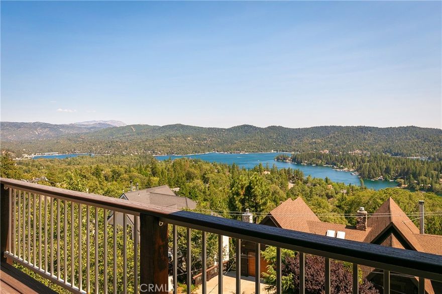 The lake view you’ve been waiting for—at a dream price! Located on one of Lake Arrowhead’s most desirable private streets, this stunning custom-built home on Caribou Drive offers truly panoramic lake views that capture nearly every bay of Lake Arrowhead. Whether you're enjoying summer sunshine dancing on the water, fall foliage reflecting vibrant orange and red hues, or snow-capped trees in winter, this home delivers year-round magic—and a front-row seat to the 4th of July fireworks show.



Built in the 2005 by the original builder-owner and lovingly maintained by just one additional owner since, this residence boasts striking curb appeal with custom cedar siding, stone accents, and plaster exterior. Nearly level entry leads you into a grand foyer with slate flooring and straight into jaw-dropping lake views from the living, dining, and kitchen areas.



The gourmet kitchen is appointed with high-end custom cabinetry, stainless steel appliances, center island, beverage fridge, desk nook, and a spacious walk-in pantry/laundry room. The great room is anchored by a hand-crafted stone fireplace with an Arrowhead motif and a rustic slab mantle sourced from local wood. An additional den off the living room makes a perfect playroom, TV lounge, or home office.



Every window in the home has been replaced within the last year and includes automatic storm shutters for all-season protection. Step outside to a large composite deck designed for low-maintenance entertaining and soaking in the expansive lake views.



Practical upgrades include a Generac 16kW whole-house generator with automatic transfer switch, providing peace of mind during power outages, and two separate heaters—one for each level—for maximum comfort and energy efficiency.



There’s a bedroom and full bath on the main level—ideal for guests or those who prefer single-level living. Upstairs you’ll find two more guest bedrooms with lake views, plus a luxurious primary suite with a fireplace, dual vanities, makeup area, soaking tub, walk-in shower, and large walk-in closet. A flexible bonus room upstairs could be used as a game room, theater, or additional living space.



With a spacious 3-car garage, ample parking, and exceptional craftsmanship throughout, this home is priced to move and ready to impress.



Don’t miss this rare opportunity to own one of Lake Arrowhead’s most captivating lake views—this is a must-see!