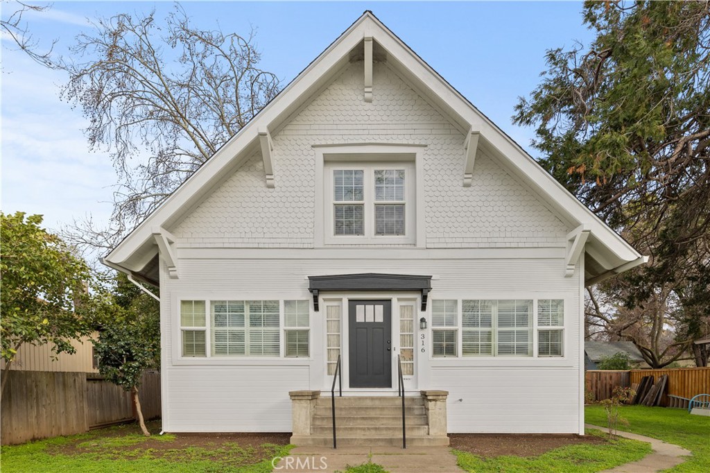 Back on the market and at an absolutely KILLER price!! Unique, charming, Victorian-style Chico home! Fantastic opportunity to own a piece of some of Chico's original homes or add to your rental portfolio! Across the street from Chico High School and just a short distance from Chico State and downtown Chico as well. This two story house underwent some remodeling earlier this year, such as new siding in the front, new shower tiling, new kitchen flooring and a new electric range and dishwasher. The primary bedroom is downstairs with its own bathroom and another full bath downstairs as well. There are 3 bedrooms upstairs with 1 full bathroom. The home has the original hardwood floors throughout and updated linoleum in the extra bath off the kitchen as well. There is a formal dining room area connected to the main entry/living room with a door to the staircase. There is ample space in the basement for all your storage needs. The back deck was updated with redwood and the front door has been replaced and painted! The siding that was replaced was freshly painted with the rest of the exterior, bringing a bit of life back in to this beautiful home. New carpet was installed in one of the upstairs bedrooms. The upstairs bathroom was remodeled within the last 2 years as well. The garage unit was converted to a beautiful ADU prior to current owner purchasing the property. The ADU unit has its own meter for PG & E and is 1 bed, 1 bath with a large living room area and a small kitchen all in approximately 800 sq. ft of living space! It has its own alleyway access as well with a gate for privacy. You don't want to miss out on this fabulous home! Buyers to verify all information.