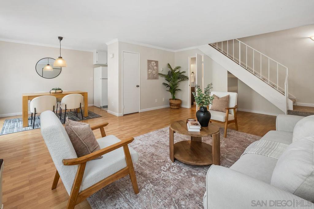 Welcome to Penasquitos Villas. Refreshed & staged, in unit laundry, move-in ready 2bd/1.5bt townhome. Two parking spots (one in a shared garage with storage). Within walking distance of Los Penasquitos Elementary School and in the renowned Poway School District. With easy access to 15 & 56 freeways, this home offers both tranquility & access. Penasquitos Villas is a picturesque and parklike community with ample grass spaces, walking trails, nearby shops, guest parking, and pools for the warm summer days!