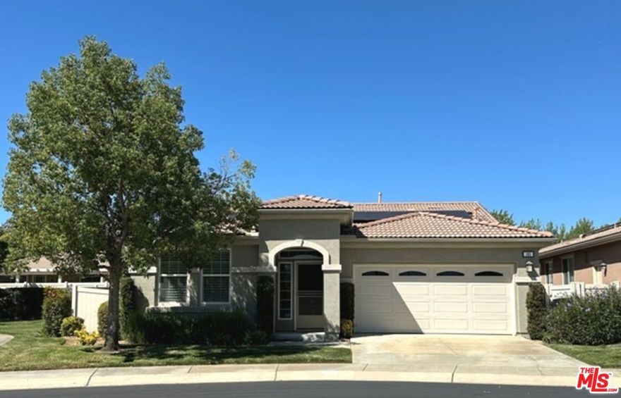 Welcome to this 2,043 sqft of well-designed living space in the premier 55+ Community of Four Seasons. This home has a Solar System that will be PAID OFF at the close of escrow. The residence blends comfort, functionality, and resort-style amenities--ideal for year-round living or a seasonal retreat. Inside, you'll find an inviting open layout connecting the kitchen, living room and dining room, creating a seamless flow between spaces. The spacious living and dining combo is filled with natural light and provides a welcoming setting for both relaxation and entertaining. The adjacent kitchen features ample cabinetry, and a charming breakfast counter. The primary suite is a peaceful retreat with plush carpeting and natural light with an en-suite bath offering dual sinks, a soaking spa tub, a glass-enclosed shower with bench, and a large walk-in closet. Guests will enjoy their own private bedroom and full bathroom on the opposite side of the home. A versatile den/office with bonus room adds flexibility for work, hobbies, or additional sleeping space. Practical touches include a dedicated laundry room with cabinets, and an over-sized 2-car plus garage. Step outside to your private backyard, low-maintenance desert landscaping accented by mountain views. It's the perfect setting to relax or entertain in style. FOUR SEASONS offers: 3-Club Houses/Fitness Centers with state-of-the-art equipment, Restaurant, Beauty Salon (Massage and Facials), 3-Pools / Spas and 1-Indoor Heated Pool, Movie Theater, Billiards, BBQ & Picnic Areas, Tennis / Pickle / Paddle Ball Courts, Shuffleboard, Horseshoe, Putting Green, Nature/Hiking Trails; Dog Park, Activities/Clubs. Four Seasons is approximately 28-miles from Palm Springs Airport and the downtown Palm Springs area for world class dining and shopping. A short drive to Morongo Casino/Spa and the Cabazon Outlet Stores. Freeway, Hospital/Drs Offices and Grocery Stores are all a short drive away.  Reminder: This home has a Solar System that will be PAID OFF at the close of escrow.. CALL TODAY TO SCHEDULE A PRIVATE SHOWING.