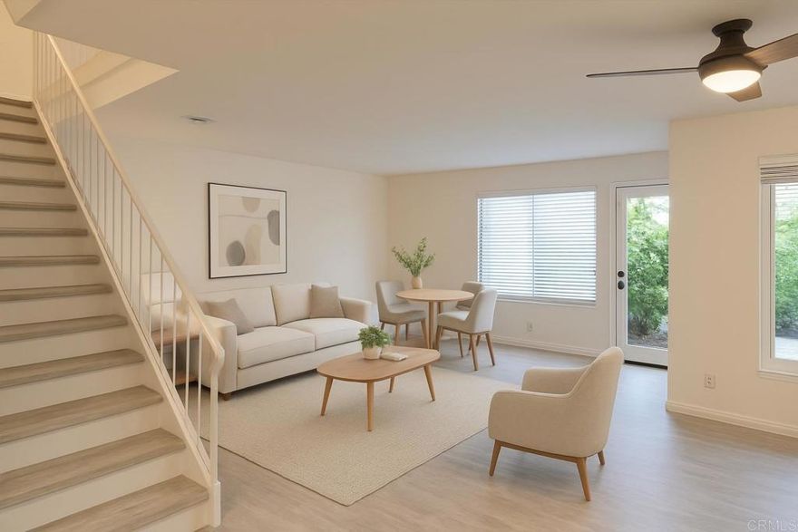 Incredible Value in Village Park!  Welcome to this beautifully updated townhome in the highly sought-after Village Park community of Encinitas. This light-filled residence offers 3 bedrooms and 3 full baths, blending comfort, functionality, and modern style.  The updated kitchen features crisp white cabinetry, newer countertops, and upgraded windows that flood the space with natural light. Enjoy the convenience of DIRECT GARAGE ACCESS, a rare and valuable feature.  The open-concept layout boasts newer flooring, large living room, a cozy fireplace, paired with a full bath downstairs. Private patio for indoor-outdoor living. Upstairs, the spacious primary suite showcases vaulted ceilings and a walk-in closet, while two additional bedrooms provide flexibility for family, guests, or work-from-home needs.  Additional highlights include an attached 2-car garage, in-unit laundry, and access to Village Park’s outstanding amenities: community pool, greenbelts, and parks. All this, located within the award-winning Encinitas Union and San Dieguito Union High School Districts and just minutes to beaches, shopping, and dining.  Don’t miss your chance to experience the Village Park lifestyle in coastal Encinitas! Please note that some photos have been digitally enhances and staged.