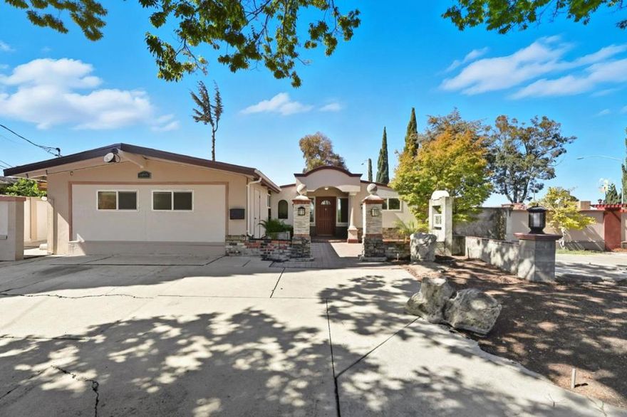Welcome to this charming and remodeled 3 bedroom, 2 bathroom home located in the heart of Silicon Valley*  With 1,108 square feet of living space, this property offers a cozy and inviting atmosphere set on an expansive 8400 sq ft on a huge corner lot* Existing ADU approx. 644 sq ft, pending final permit approval. Step inside to discover an open-concept layout with vaulted ceilings and expansive picture windows that flood the space with natural light* Enjoy the huge Bonus room perfect for entertaining*The serene primary suite faces the spacious backyard. New LVP flooring & fresh paint inside* All of this is conveniently located just minutes from top tech companies like Google, LinkedIn, Nvidia, AMD, Apple, and many more. Don't miss this rare opportunity to own a beautifully upgraded mid-century modern home. This property is situated within the Sunnyvale Elementary School District with Fremont High School.