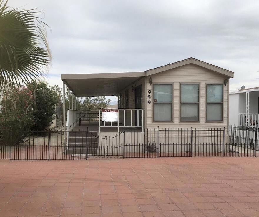 LARGE FENCED YARD!New upgraded plumbing and LVP wide plank flooring!Nice wrap around deck with desert views!Furnished and stocked, this turnkey home is perfect for full time or seasonal living.Sky Valley Resort is an ALL AGED family park popular with full time residents and vacation homes.  The resort features:13 sparkling hot spring mineral pools;pickleball, tennis, shuffleboard, horseshoes, gym, fitness center, walking trails;cafe and chef;peak season activities, classes, community events and MORE!