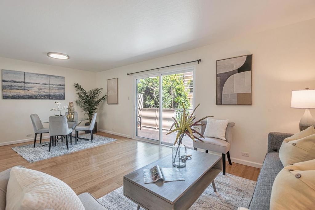 Bright, spacious, and beautifully updated townhouse-style condo in the highly desirable Admiralty with no upstairs neighbors! The welcoming front patio leads to an open-concept living and dining area with gorgeous bamboo floors. The modern kitchen shines with quartz counters, stylish cabinets, crisp white appliances, and a chic backsplash. A large private patio overlooks the peaceful courtyard, and a half bathroom completes the main level. Upstairs, find two generously sized bedrooms with oversized closets, an updated full bathroom. In-unit laundry for your convenience! This home offers gated parking and an unbeatable location. Walk to Foster Square, PJCC, Starbucks, cafes, shopping, the library, lakefront community center, and parks. Top-rated Brewer Island Elementary and Foster City Schools are just steps away, making it perfect for families. The landlord covers water (cold and hot), gas, heating, sewer, and garbage. Enjoy access to pool, tennis courts, sauna, and a clubhouse. This is Foster City living at its finest - dont miss out!