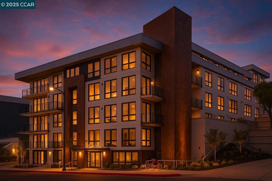 Nestled in the heart of downtown Walnut Creek, this bright and modern 1,074 sq ft, 2-bedroom, 2-bath home at The Riv offers the perfect blend of style, comfort, and convenience. With contemporary finishes and a thoughtful open layout, it’s designed for easy living in one of Walnut Creek’s most desirable locations.  Step inside to soaring floor-to-ceiling windows, hardwood flooring, and abundant natural light that fills every corner. The European-inspired kitchen features sleek cabinetry, quartz countertops, a spacious island, and stainless-steel appliances—seamlessly connecting to the open living area and south-facing balcony with peaceful, tree-lined views.  The primary suite offers balcony access, generous closet space, and a beautifully updated bath, while a convenient office nook sits just outside the secondary bedroom—ideal for remote work or study. Additional highlights include two deeded garage spaces, an extra storage unit, an in-unit laundry closet, and access to exceptional community amenities such as a rooftop deck with BBQ, garden patio with firepit, and a modern work lounge.  With shopping, dining, BART, and freeway access just steps away, this home combines luxury, location, and lifestyle—modern downtown living at its finest.