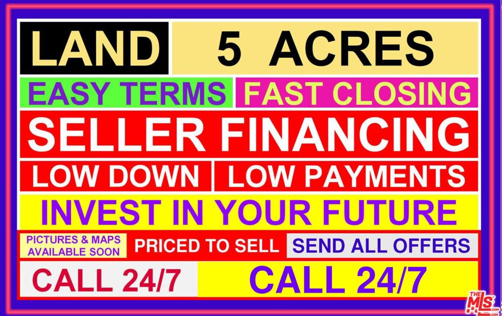5 ACRES NEAR 268TH STREET EAST - This is a Win-Win. 5 Whole Acres, Ideal for Many Uses on 268th Street East in Mojave. Zone: E(2 1/2) Mobile Home Estate 2.5 Acres, Mobile Home Combining. Size: 5 Acres, 660' x 330', Mostly Flat, APN 351-062-24, Coordinates 35.111350,-117.813410.