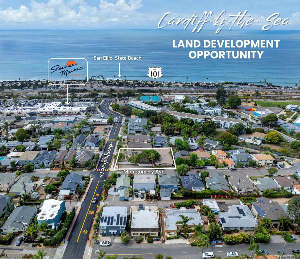 We are pleased to present 240 Birmingham Drive, a rare coastal development opportunity located in the heart of Cardiff-by-the-Sea, one of North County San Diego’s most sought-after communities. Situated on three parcels equaling ±12,208 square feet (0.28 acres), the property is currently improved with The Learning Tree Preschool, generating income while entitlements or redevelopment plans are pursued. Zoned C-R11, the site offers a wide range of residential development possibilities, including detached and attached single-family or multi-family housing. The zoning permits up to 11 dwelling units per net acre, with development standards allowing for a 40% maximum lot coverage, a floor area ratio of 0.6 (or 0.51 depending on lot configuration), and building height limits of 22 feet for flat roofs and 26 feet for pitched roofs. Ideally positioned just blocks from the beach, 240 Birmingham Drive provides an exceptional opportunity to deliver new housing in a walkable, amenity-rich setting. Cardiff-by-the-Sea is renowned for its laid-back surf culture, strong community identity, and coastal accessibility. Residents enjoy world-class beaches, scenic trails, boutique shopping, local dining, and top-rated schools—all within minutes. This unique combination of existing income, flexible zoning, and premier location makes 240 Birmingham Drive a standout development opportunity along San Diego’s North County coast.